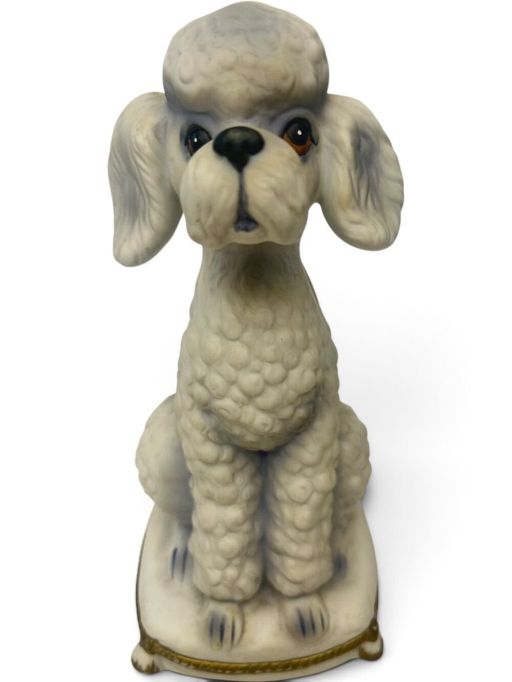 Vintage 1960s Ceramic Poodle Music Box Figurine Berman Anderson Japan Works 9"